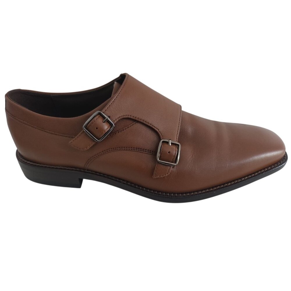 Johnston & Murphy Mens Size 9M Archer Double Buckle Monk Shoe Cognac Leather